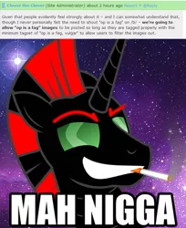 Size: 623x762 | Tagged: derpibooru import, lord niggertron approves, meta, my nigga, oc, oc:niggertron, op is a faggot, red and black oc, safe, text, training day, unofficial characters only, vulgar