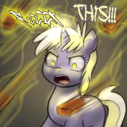 Size: 750x750 | Tagged: angry, brick, cropped, derpibooru import, dinky hooves, magic, rage, safe, solo, tumblr, upset