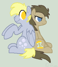 Size: 200x228 | Tagged: artist:shineemew, derpibooru import, derpy hooves, doctorderpy, doctor whooves, dopey hooves, dopeytoress, female, herpy dooves, male, professor whooves, rule 63, safe, shipping, straight, the doctoress, time turner