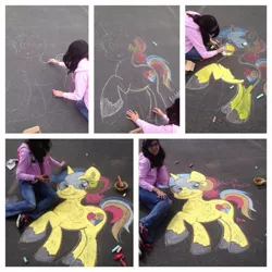 Size: 960x960 | Tagged: safe, derpibooru import, ponified, chalk, chalk drawing, photo, traditional art