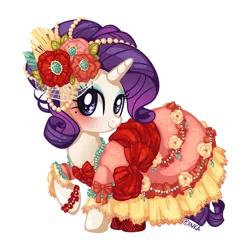 Size: 1004x1004 | Tagged: safe, artist:frogmakesart, derpibooru import, part of a set, rarity, pony, unicorn, clothes, dress, flower, simple background, solo, transparent background