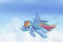 Size: 4500x3000 | Tagged: safe, artist:darkflame75, derpibooru import, rainbow dash, pegasus, pony, cloud, female, flying, mare, sky, solo