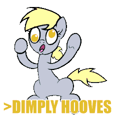 Size: 850x924 | Tagged: air quotes, animated, artist:derkrazykraut, artist:masem, dead source, derpibooru import, derpy hooves, edit, implying, implyra, :o, recolor, safe, simple background, sitting, solo, text, transparent background