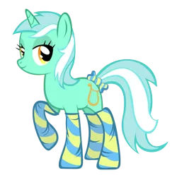 Size: 2000x1985 | Tagged: safe, artist:squishypony, derpibooru import, lyra heartstrings, pony, unicorn, bedroom eyes, bow, clothes, simple background, smiling, socks, solo, striped socks, tail bow, transparent background, vector