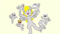 Size: 900x506 | Tagged: safe, artist:capuppy, derpibooru import, derpy hooves, pegasus, pony, female, forever alone, happy, mare, me gusta, meme, rage face, rage guy, team, troll, trollface