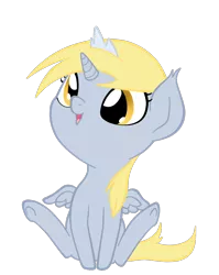 Size: 940x1180 | Tagged: safe, artist:burbonicecreamfloat, derpibooru import, derpy hooves, alicorn, pony, alicornified, crown, cute, derpicorn, filly, foal, muffin queen, race swap, solo, this will end in tears, xk-class end-of-the-world scenario, younger