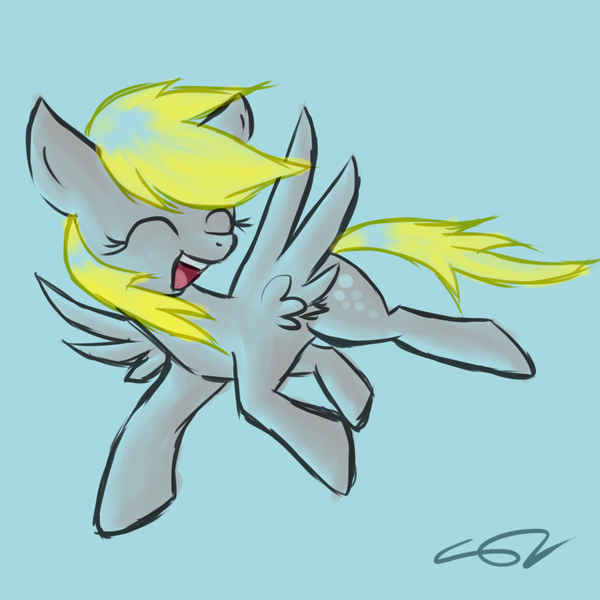 Size: 1024x1024 | Tagged: safe, artist:shadowthezoroark, derpibooru import, derpy hooves, pegasus, pony, female, flying, happy, mare, solo