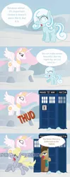 Size: 2050x5199 | Tagged: safe, artist:t-3000, derpibooru import, derpy hooves, doctor whooves, princess celestia, time turner, oc, oc:snowdrop, pegasus, pony, snowdrop (animation), bad end, comic, dark comedy, doctor who, female, mare, mood whiplash, pink-mane celestia, tardis, we are going to hell