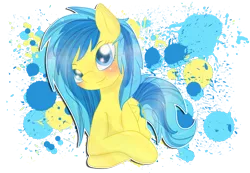 Size: 2600x1800 | Tagged: safe, artist:pastelflakes, derpibooru import, oc, oc:blueberry blitz, unofficial characters only, pegasus, pony, blushing, solo