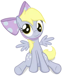 Size: 1112x1345 | Tagged: artist needed, safe, derpibooru import, derpy hooves, pegasus, pony, bow, cute, female, mare, simple background, sitting, solo, transparent background, vector