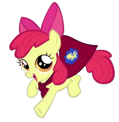 Size: 5000x5143 | Tagged: safe, artist:ahumeniy, derpibooru import, apple bloom, earth pony, pony, absurd resolution, cape, clothes, cmc cape, female, filly, happy, jumping, running, simple background, smiling, solo, transparent background, vector