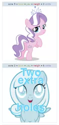 Size: 271x573 | Tagged: semi-grimdark, suggestive, derpibooru import, diamond tiara, oc, oc:snowdrop, unofficial characters only, earth pony, pony, derpibooru, blind, blind joke, butt, caption, exploitable meme, female, filly, implied skullfucking, juxtaposition, juxtaposition win, meme, meta, plot, two extra holes, we are going to hell