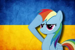 Size: 4000x2667 | Tagged: derpibooru import, flag, rainbow dash, rainbow dash salutes, safe, salute, ukraine