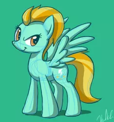 Size: 508x543 | Tagged: safe, artist:sanraia, derpibooru import, lightning dust, pegasus, pony, cute, dustabetes, green background, signature, simple background, sketch, solo