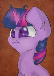 Size: 1687x2363 | Tagged: safe, artist:lolepopenon, derpibooru import, twilight sparkle, angry, filly, fluffy, glare, magic, nose wrinkle, scrunchy face, solo, unamused