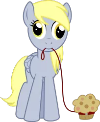 Size: 5000x6125 | Tagged: safe, artist:lightningtumble, derpibooru import, derpy hooves, pegasus, pony, absurd resolution, female, leash, mare, muffin, solo