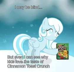 Size: 600x582 | Tagged: applejack, apple jacks, artist:sweet-melody-as, blind joke, cereal, cinnamon toast crunch, derpibooru import, oc, oc:snowdrop, safe, we are going to hell