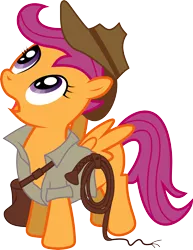 Size: 4631x6000 | Tagged: absurd resolution, adventurer, artist:masem, derpibooru import, idw, idw showified, indiana jones, safe, scootaloo, simple background, transparent background, vector