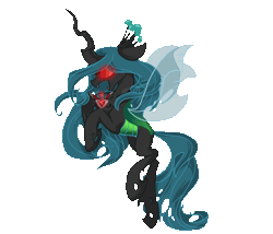 Size: 920x788 | Tagged: alicorn amulet, animated, artist:luga12345, changeling, changeling queen, derpibooru import, female, glowing eyes, open mouth, profile, queen chrysalis, red eyes take warning, safe, simple background, solo, transparent background