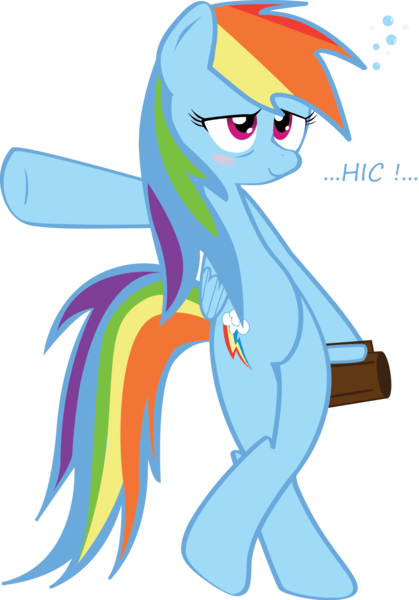 Size: 1769x2531 | Tagged: safe, artist:hoodie-stalker, derpibooru import, rainbow dash, pegasus, pony, backwards cutie mark, bipedal, cider, dashaholic, drunk, drunker dash, female, solo