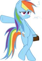 Size: 1769x2531 | Tagged: safe, artist:hoodie-stalker, derpibooru import, rainbow dash, pegasus, pony, backwards cutie mark, bipedal, cider, dashaholic, drunk, drunker dash, female, solo