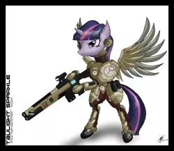 Size: 5891x5115 | Tagged: safe, artist:great-5, derpibooru import, twilight sparkle, twilight sparkle (alicorn), alicorn, pony, tau, absurd resolution, armor, crossover, female, fire warrior, mare, ponies with guns, pulse rifle, tau empire, taulight sparkle, warhammer (game), warhammer 40k