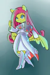 Size: 800x1186 | Tagged: ambiguous facial structure, anthro, artist:penlink, butt wings, derpibooru import, final fantasy, fluttershy, safe, white mage