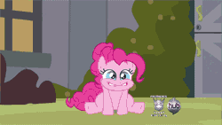 Size: 450x253 | Tagged: a friend in deed, animated, derpibooru import, excited, fireworks, hub logo, pinkie being pinkie, pinkie physics, pinkie pie, safe, screencap, solo