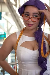 Size: 534x800 | Tagged: anime expo, artist:autumns-snow, cleavage, cosplay, derpibooru import, female, glasses, human, irl, irl human, measuring tape, photo, rarity, safe, solo