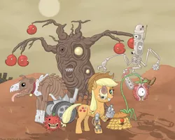 Size: 1000x800 | Tagged: apple, applejack, artist:wizzlbang, bloomberg, bumpty, crossover, daemonut, derpibooru import, monster, mortasheen, safe, screampie, volross, willoweird, winona, z-harvester, zombie