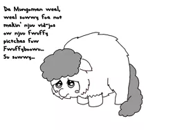 Size: 1024x768 | Tagged: artist:the mungoman, crying, derpibooru import, fluffybooru, fluffy pony, meta, monochrome, safe, solo