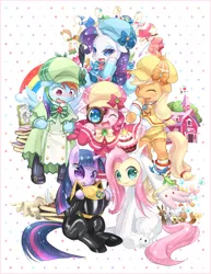 Size: 612x792 | Tagged: angel bunny, animal costume, applejack, artist:tsurukinoki, book, bunny costume, bunnyshy, catsuit, celty sturluson, clothes, colored pupils, cordelia glauca, cosplay, costume, crossover, cutie mark eyes, derpibooru import, durarara, emiri katou, fluttershy, helmet, hercule barton, incubator (species), izumi kitta, japan, japanese, kyubey, kyubeyshy, mane six, mikoi sasaki, miyuki sawashiro, nero yuzurizaki, parody, pinkie pie, pixiv, puella magi madoka magica, rainbow dash, rainbow dash always dresses in style, rarity, safe, sherlock shellingford, sora tokui, starry eyes, suzuko mimori, sweet apple acres, tantei opera milky holmes, twilight sparkle, voice actor, voice actor joke, wingding eyes