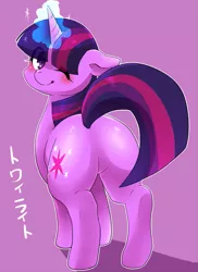 Size: 581x800 | Tagged: artist:powder57, blushing, derpibooru import, japanese, pixiv, plot, presenting, safe, solo, twilight sparkle