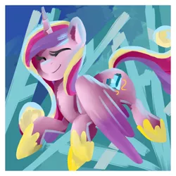 Size: 850x850 | Tagged: artist:oscarina1234, derpibooru import, eyes closed, princess cadance, safe, smiling, solo