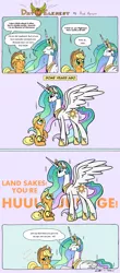 Size: 3162x7185 | Tagged: safe, artist:redapropos, derpibooru import, applejack, princess celestia, alicorn, earth pony, pony, accent, comic, countryisms, crown, duo, element of honesty, ethereal mane, female, filly, filly applejack, flashback, hoof shoes, jewelry, kids say the darndest things, mare, origin story, peytral, regalia, simple background, speech bubble, y'all, younger