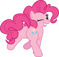 Size: 458x437 | Tagged: artist:darkpandax, balloonbutt, derpibooru import, pinkie pie, plot, presenting, raised leg, simple background, solo, suggestive, transparent background, vector, wink