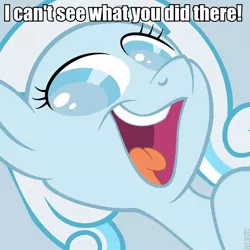 Size: 600x600 | Tagged: safe, derpibooru import, oc, oc:snowdrop, unofficial characters only, pegasus, pony, blind, blind joke, caption, female, filly, funny, i see what you did there, image macro, looking at you, meme, pun, simple background, smeel, smiling, solo, text, we are going to hell