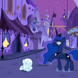 Size: 1280x1280 | Tagged: dead source, safe, artist:aetherlordignus, derpibooru import, princess luna, oc, oc:snowdrop, alicorn, pegasus, pony, baby, baby pony, cute, snowbetes, this will end in timeline distortion