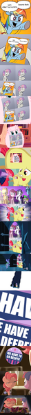 Size: 800x10652 | Tagged: apple bloom, crossing the memes, cutie mark crusaders, derpibooru import, exploitable meme, fluffy, idw, inception, meme, memeception, meta, mystery science theater 3000, oc, oc:fluffle puff, pinkie pie, rainbow dash, safe, scootaloo, spoiler:comic, sweetie belle, sweetie's note meme, the ride never ends, twilight sparkle, two words meme