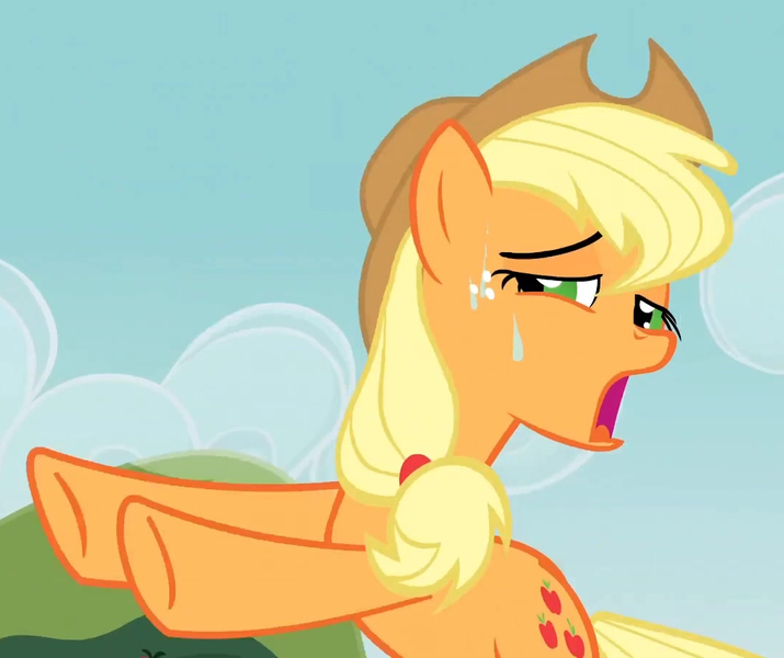 Size: 1079x905 | Tagged: safe, derpibooru import, screencap, applejack, too many pinkie pies, out of context