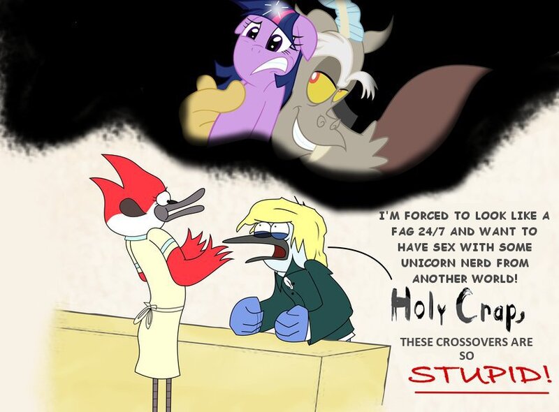 Size: 813x600 | Tagged: artist:cartuneslover16, comic sans, crossover, derpibooru import, discolight, discord, edit, female, male, margaret, mordecai, regular show, safe, shipping, straight, twilight sparkle