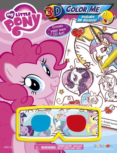 Size: 384x500 | Tagged: safe, derpibooru import, fluttershy, pinkie pie, princess celestia, rarity, spike, twilight sparkle, 3d, 3d color me, 3d glasses, book, cover, crayon, cupcake, merchandise, official, special face, twiface, when you see it