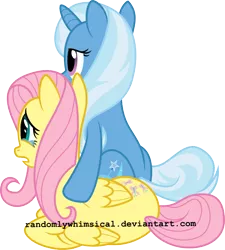 Size: 800x887 | Tagged: artist:randomlywhimsical, crying, derpibooru import, female, fluttershy, lesbian, sad, safe, shipping, trixie, trixieshy