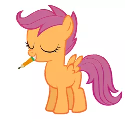 Size: 811x772 | Tagged: artist:acuario1602, derpibooru import, mouth hold, pencil, safe, scootaloo, solo