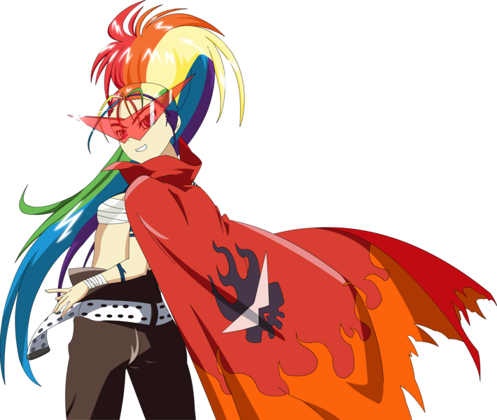 Size: 1764x1490 | Tagged: artist:stardust-r3x, cosplay, crossover, derpibooru import, humanized, kamina, rainbow dash, safe, tengen toppa gurren lagann