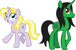 Size: 1618x1074 | Tagged: artist:alisonwonderland1951, derpibooru import, elphaba, galinda, hilarious in hindsight, ponified, safe, simple background, transparent background, vector, wicked