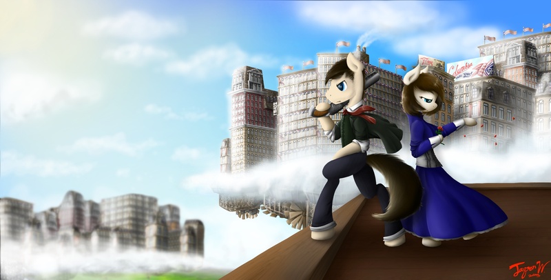 Size: 3028x1536 | Tagged: artist:jasper77wang, bioshock, bioshock infinite, crossover, derpibooru import, ponified, safe