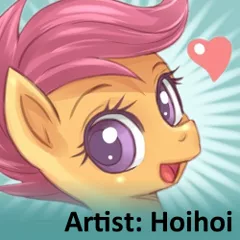 Size: 250x250 | Tagged: artist:hoihoi, cute, cutealoo, derpibooru, derpibooru import, heart, meta, safe, scootaloo, solo, spoilered image joke