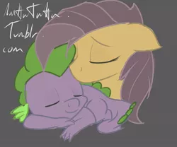 Size: 720x600 | Tagged: 30 minute art challenge, artist:mattatatta, derpibooru import, female, fluttershy, flutterspike, male, safe, shipping, sleeping, spike, spikelove, straight