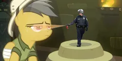 Size: 800x399 | Tagged: bad treasure, daring do, derpibooru import, exploitable meme, john pike, meme, pepper spray, pepper spray cop, safe